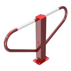 Schake Parkplatzsperre Typ 40772B, umlegbar, 70x70mm, Überflur 500mm, + Rundrohrbügeln, Gesamtbreite 800mm + 8mm Dreikantverschl