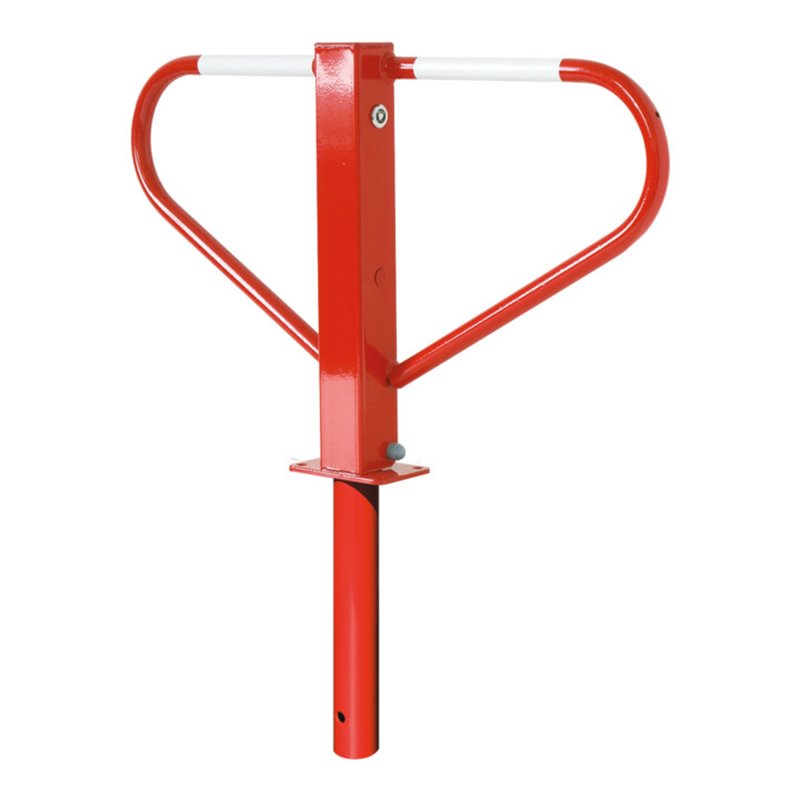 Schake Parkplatzsperre Typ 40773B, umlegbar, 70x70mm, Überflur 500mm, + Rundrohrbügeln, Gesamtbreite 800mm + 8mm Dreikantverschl