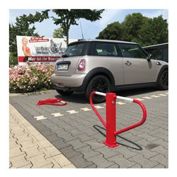 Schake Parkplatzsperre Typ 40773B, umlegbar, 70x70mm, Überflur 500mm, + Rundrohrbügeln, Gesamtbreite 800mm + 8mm Dreikantverschl