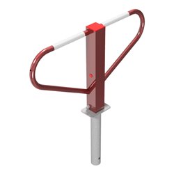 Schake Parkplatzsperre Typ 40773B, umlegbar, 70x70mm, Überflur 500mm, + Rundrohrbügeln, Gesamtbreite 800mm + 8mm Dreikantverschl