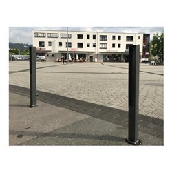 Schake Stilpfosten Typ 40731B, ortsfest, 70x70mm, Oberteil U, förmig (offen) aus Flachstahl, zum Einbetonieren, ca. 950mm Überfl