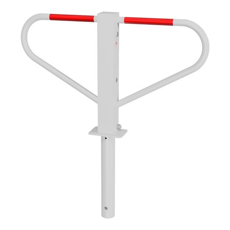 Schake Parkplatzsperre Typ 40771B, umlegbar, 70x70mm, Überflur 500mm, + Rundrohrbügeln, Gesamtbreite 800mm + Rund, Zylinderschlo