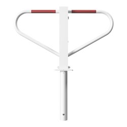 Schake Parkplatzsperre Typ 40771B, umlegbar, 70x70mm, Überflur 500mm, + Rundrohrbügeln, Gesamtbreite 800mm + Rund, Zylinderschlo