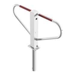 Schake Parkplatzsperre Typ 40771B, umlegbar, 70x70mm, Überflur 500mm, + Rundrohrbügeln, Gesamtbreite 800mm + Rund, Zylinderschlo