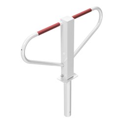 Schake Parkplatzsperre Typ 40771B, umlegbar, 70x70mm, Überflur 500mm, + Rundrohrbügeln, Gesamtbreite 800mm + Rund, Zylinderschlo