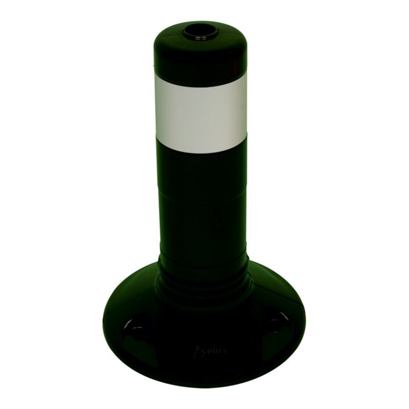 Schake Flexipfosten schwarz, selbstaufrichtend, Ø 80mm, Höhe: 300mm + 1 weiß refl. Streifen, inkl Befestigungsmaterial