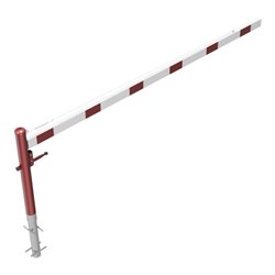 Schake Drehschranke 3,50m, für Vorhangschloss + Seilzugverstärkung, Drehpfosten: Ø 102mm, rot (RAL 3001) Schrankenarm: Aluminium