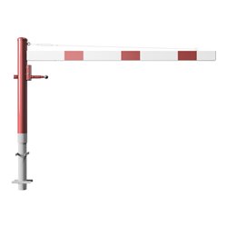 Schake Drehschranke 2,00m, für Vorhangschloss + Seilzugverstärkung, Drehpfosten: Ø 102mm, rot (RAL 3001) Schrankenarm: Aluminium