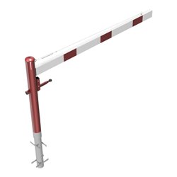 Schake Drehschranke 2,00m, für Vorhangschloss + Seilzugverstärkung, Drehpfosten: Ø 102mm, rot (RAL 3001) Schrankenarm: Aluminium