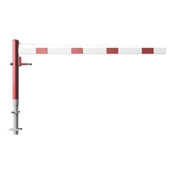 Schake Drehschranke 2,50m, für Vorhangschloss + Seilzugverstärkung, Drehpfosten: Ø 102mm, rot (RAL 3001) Schrankenarm: Aluminium