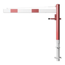 Schake Drehschranke 1,50m, für Vorhangschloss + Seilzugverstärkung, Drehpfosten: Ø 102mm, rot (RAL 3001) Schrankenarm: Aluminium