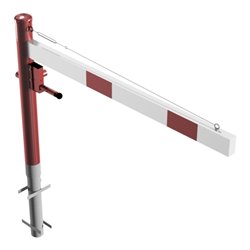 Schake Drehschranke 1,50m + Dreikantverschluss + Seilzugverstärkung, Drehpfosten: Ø 102mm, rot (RAL 3001) Schrankenarm: Aluminiu