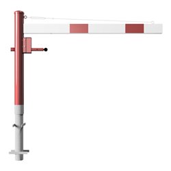 Schake Drehschranke 1,50m + Dreikantverschluss + Seilzugverstärkung, Drehpfosten: Ø 102mm, rot (RAL 3001) Schrankenarm: Aluminiu