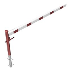 Schake Drehschranke 3,00m, für Vorhangschloss + Seilzugverstärkung, Drehpfosten: Ø 102mm, rot (RAL 3001) Schrankenarm: Aluminium