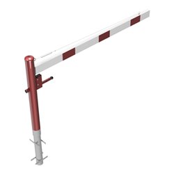 Schake Drehschranke 2,00m + Profilzylinderschloss + Seilzugverstärkung, Drehpfosten: Ø 102mm, rot (RAL 3001) Schrankenarm: Alumi