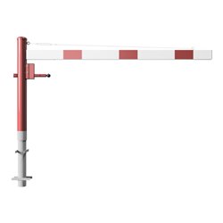 Schake Drehschranke 2,00m + Profilzylinderschloss + Seilzugverstärkung, Drehpfosten: Ø 102mm, rot (RAL 3001) Schrankenarm: Alumi