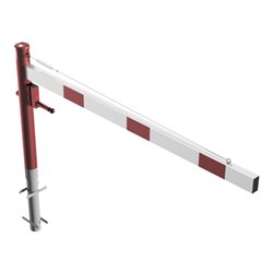 Schake Drehschranke 2,00m + Profilzylinderschloss + Seilzugverstärkung, Drehpfosten: Ø 102mm, rot (RAL 3001) Schrankenarm: Alumi