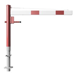 Schake Drehschranke 1,50m + Profilzylinderschloss + Seilzugverstärkung, Drehpfosten: Ø 102mm, rot (RAL 3001) Schrankenarm: Alumi