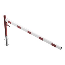 Schake Drehschranke 3,00m + Profilzylinderschloss + Seilzugverstärkung, Drehpfosten: Ø 102mm, rot (RAL 3001) Schrankenarm: Alumi