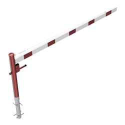 Schake Drehschranke 3,00m + Profilzylinderschloss + Seilzugverstärkung, Drehpfosten: Ø 102mm, rot (RAL 3001) Schrankenarm: Alumi