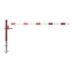 Schake Drehschranke 3,00m + Profilzylinderschloss + Seilzugverstärkung, Drehpfosten: Ø 102mm, rot (RAL 3001) Schrankenarm: Alumi