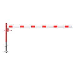 Schake Drehschranke 3,50m + Dreikantverschluss + Seilzugverstärkung, Drehpfosten: Ø 102mm, rot (RAL 3001) Schrankenarm: Aluminiu