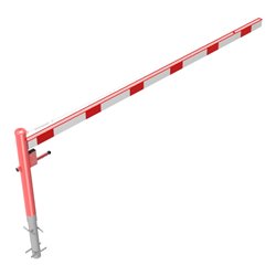 Schake Drehschranke 3,50m + Dreikantverschluss + Seilzugverstärkung, Drehpfosten: Ø 102mm, rot (RAL 3001) Schrankenarm: Aluminiu