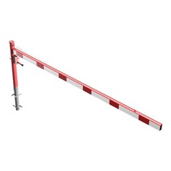 Schake Drehschranke 3,50m + Dreikantverschluss + Seilzugverstärkung, Drehpfosten: Ø 102mm, rot (RAL 3001) Schrankenarm: Aluminiu