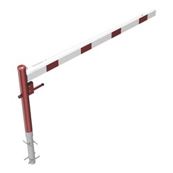 Schake Drehschranke 2,50m + Dreikantverschluss + Seilzugverstärkung, Drehpfosten: Ø 102mm, rot (RAL 3001) Schrankenarm: Aluminiu