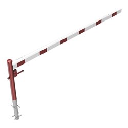 Schake Drehschranke 3,50m + Profilzylinderschloss + Seilzugverstärkung, Drehpfosten: Ø 102mm, rot (RAL 3001) Schrankenarm: Alumi