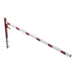 Schake Drehschranke 3,50m + Profilzylinderschloss + Seilzugverstärkung, Drehpfosten: Ø 102mm, rot (RAL 3001) Schrankenarm: Alumi