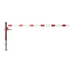 Schake Drehschranke 3,50m + Profilzylinderschloss + Seilzugverstärkung, Drehpfosten: Ø 102mm, rot (RAL 3001) Schrankenarm: Alumi