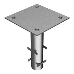 Schake Bodenhülse + Befestigungsplatte für Hauptstütze passend für Wegeschranke Typ 411, inkl. 4 Schrauben