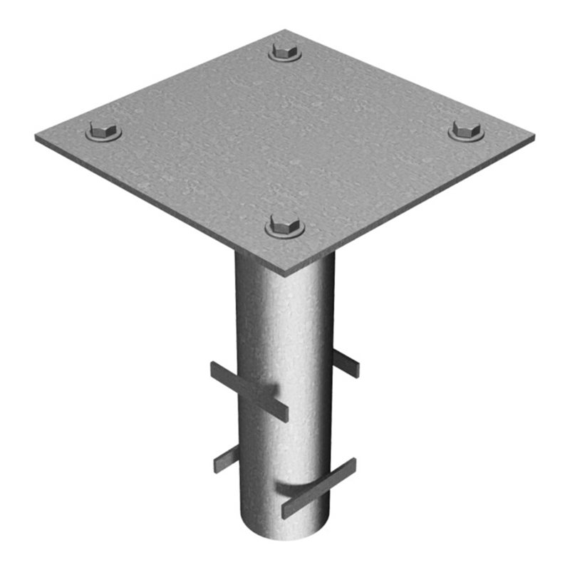 Schake Bodenhülse + Befestigungsplatte für Hauptstütze passend für Wegeschranke Typ 411, inkl. 4 Schrauben