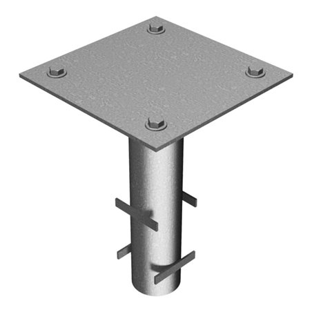 Schake Bodenhülse + Befestigungsplatte für Hauptstütze passend für Wegeschranke Typ 411, inkl. 4 Schrauben