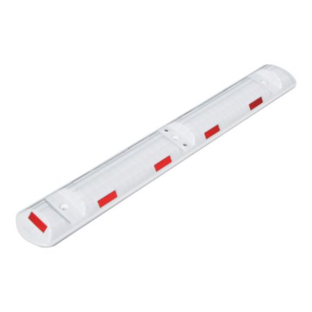 Schake Park, Leitschwelle aus Recycling + Reflektoren 1170 mm x 150 mm x 50 mm + 3 Schrauben, Dübeln in weiß