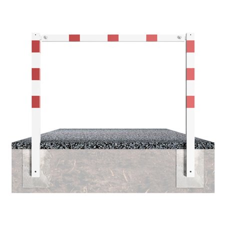 Schake Wegesperren 2,50m feststehend, weiß, beschichtet, + rot reflektierenden Leuchtstreifen, ohne Knieholm