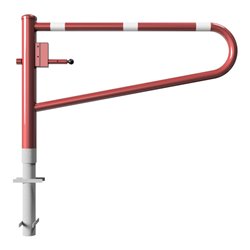 Schake Gatterschranke drehbar 1,50m + Dreikantverschluß Drehpfosten: Ø 102mm, Schrankenarm: Ø 60mm zum Einbetonieren, beschichte