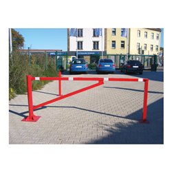 Schake Drehschranke 3,00m, für Vorhangschloss Drehpfosten: Ø 102mm, Schrankenarm: 60x40mm inkl. 2 Auflagepfosten, zum Einbetonie