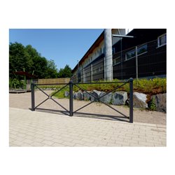 Schake Stadtzaun, Mittelpfosten + Zierkopf, Vierkantrohr 70x70mm + Stahlkappe, beschichtet, Höhe 1000mm über Flur, zum einbetoni