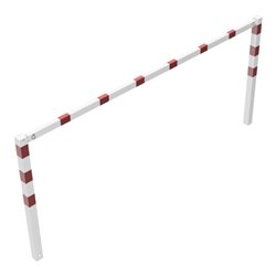 Schake Wegesperren 3,00m feststehend, weiß, beschichtet, + rot reflektierenden Leuchtstreifen, ohne Knieholm