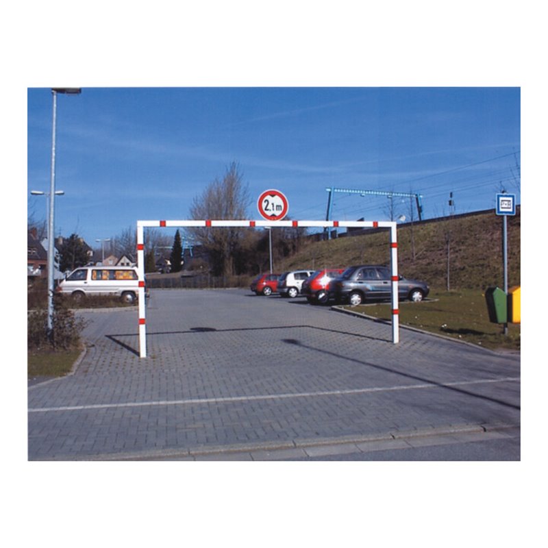 Schake Höhenbegrenzer 70x70mm, feststehend, zum Einbetonieren, 2,00m Gesamtbreite: 4,00m, weiß / rot