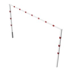 Schake Höhenbegrenzer 70x70mm, schwenkbar, zum Einbetonieren, 2,00m Gesamtbreite: 4,00m, weiß / rot + Bodenhülse