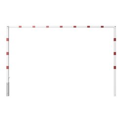 Schake Höhenbegrenzer 70x70mm, schwenkbar, zum Einbetonieren, 2,00m Gesamtbreite: 4,00m, weiß / rot + Bodenhülse