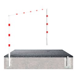 Schake Höhenbegrenzer 70x70mm, schwenkbar, zum Einbetonieren, 2,00m Gesamtbreite: 4,00m, weiß / rot + Bodenhülse