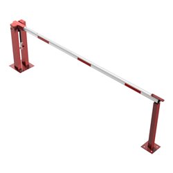 Schake Wegeschranken 3m + fester Auflagestütze, Bodenplatte zum Aufdübeln, für Vorhangschloß Stahlkonstruktion 120x80mm