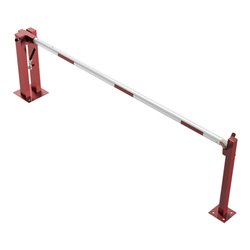 Schake Wegeschranken 3m + fester Auflagestütze, Bodenplatte zum Aufdübeln + Dreikantverschluß Stahlkonstruktion 120x80mm