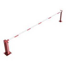 Schake Wegeschranken 5m + fester Auflagestütze, Bodenplatte zum Aufdübeln, für Vorhangschloß Stahlkonstruktion 120x80mm