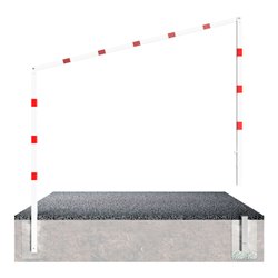 Schake Höhenbegrenzer, feststehend, 100x100mm zum Einbetonieren, 2,30m Gesamtbreite: 6,00m, weiß / rot