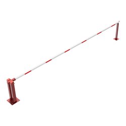 Schake Wegeschranken 6m + fester Auflagestütze, Bodenplatte zum Aufdübeln, für Vorhangschloß Stahlkonstruktion 120x80mm